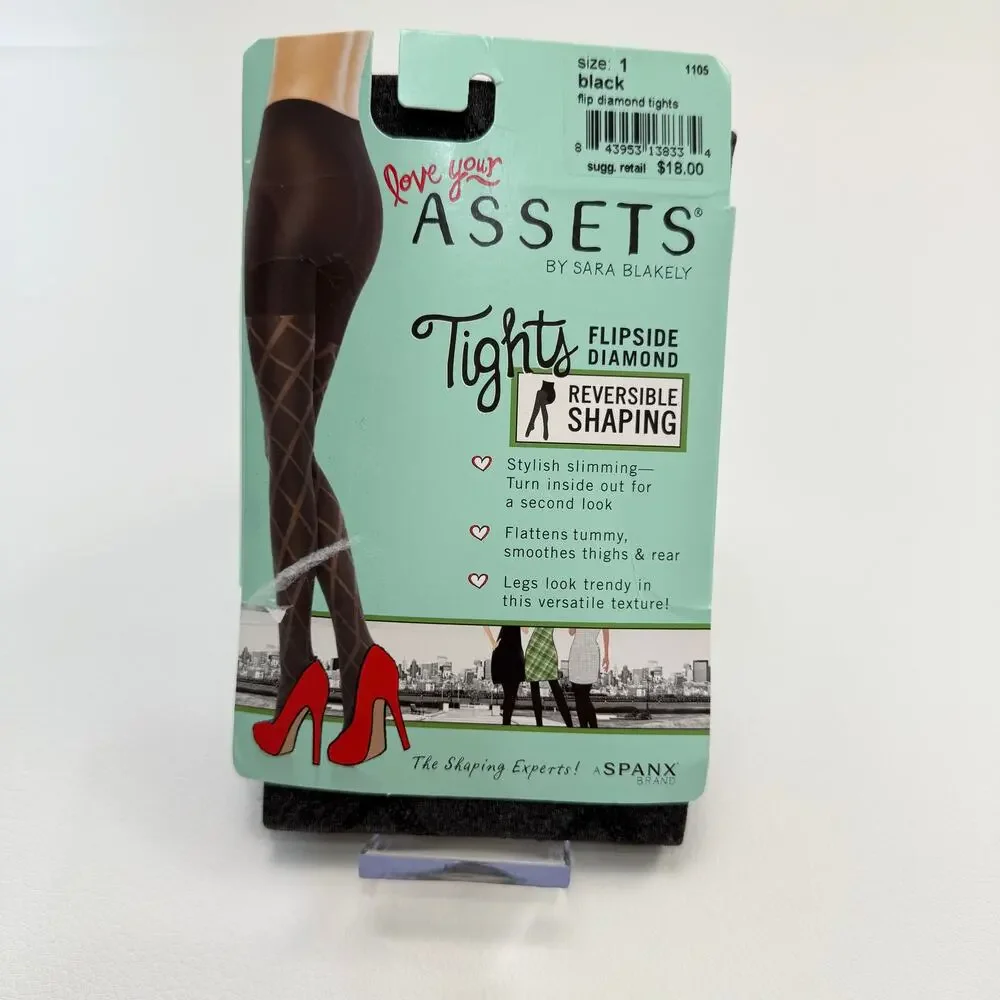 Spanx Assets Shaping Tights Size 1 Gray Black Diamond 4'10